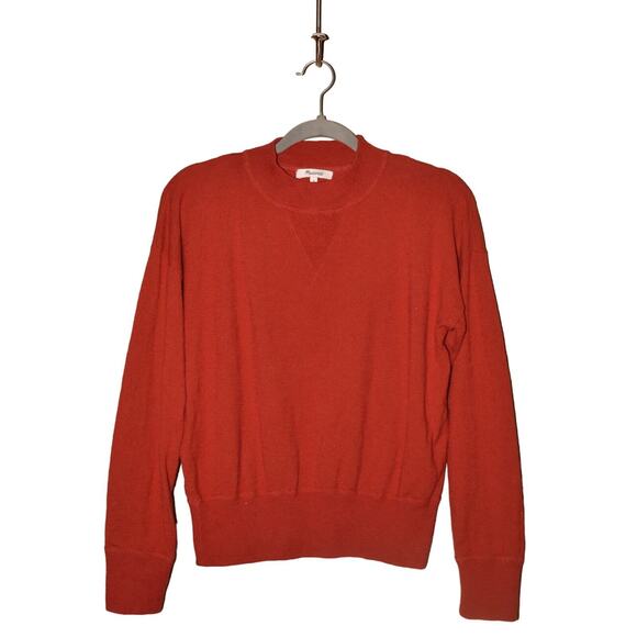 MADEWELL $78 Relaxed Mock Neck Textured Knit Sweater Red Small - Picture 1 of 3